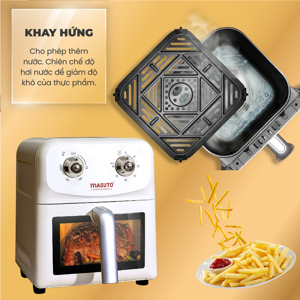 Nồi Chiên Không Dầu Sothing Masuto MSChef 6L 1500W Công Nghệ Rapid Air Loại Bỏ 90% Chất Béo- Hàng Chính Hãng