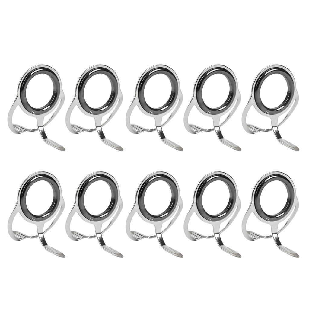 10pcs Ceramic Ring  Fishing Rod Guide Tangle Free Stainless Steel Frame