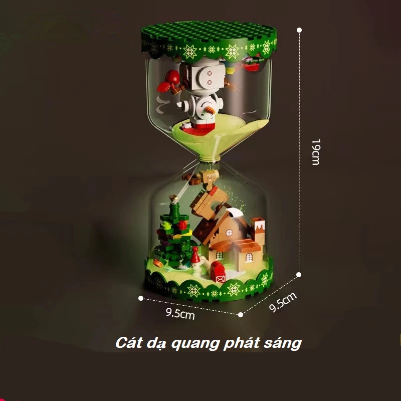 Đồ Chơi Lắp Ráp, Xếp Hình Noel SEMBO BLOCK Christmas Hourglass – Đồng Hồ Cát Giáng Sinh Kèm Cát Dạ Quang (286 chi tiết)