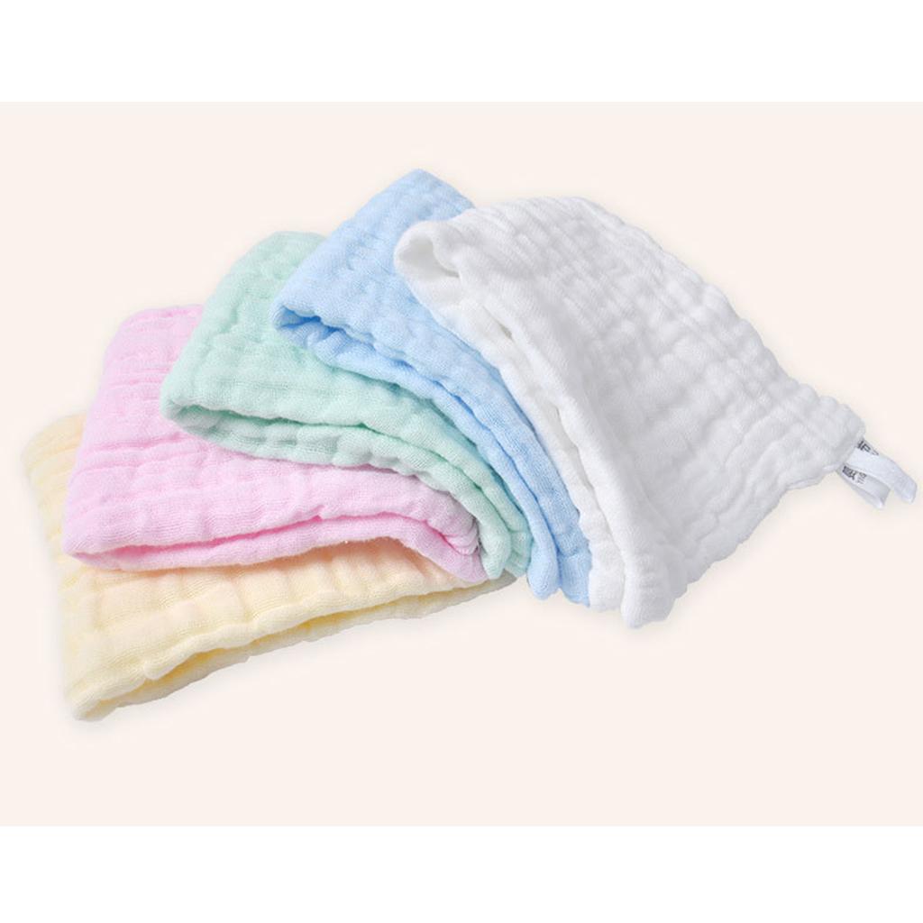 Pure Cotton Infant Face Hand Bath Saliva Towel Baby Bibs Handkerchief blue