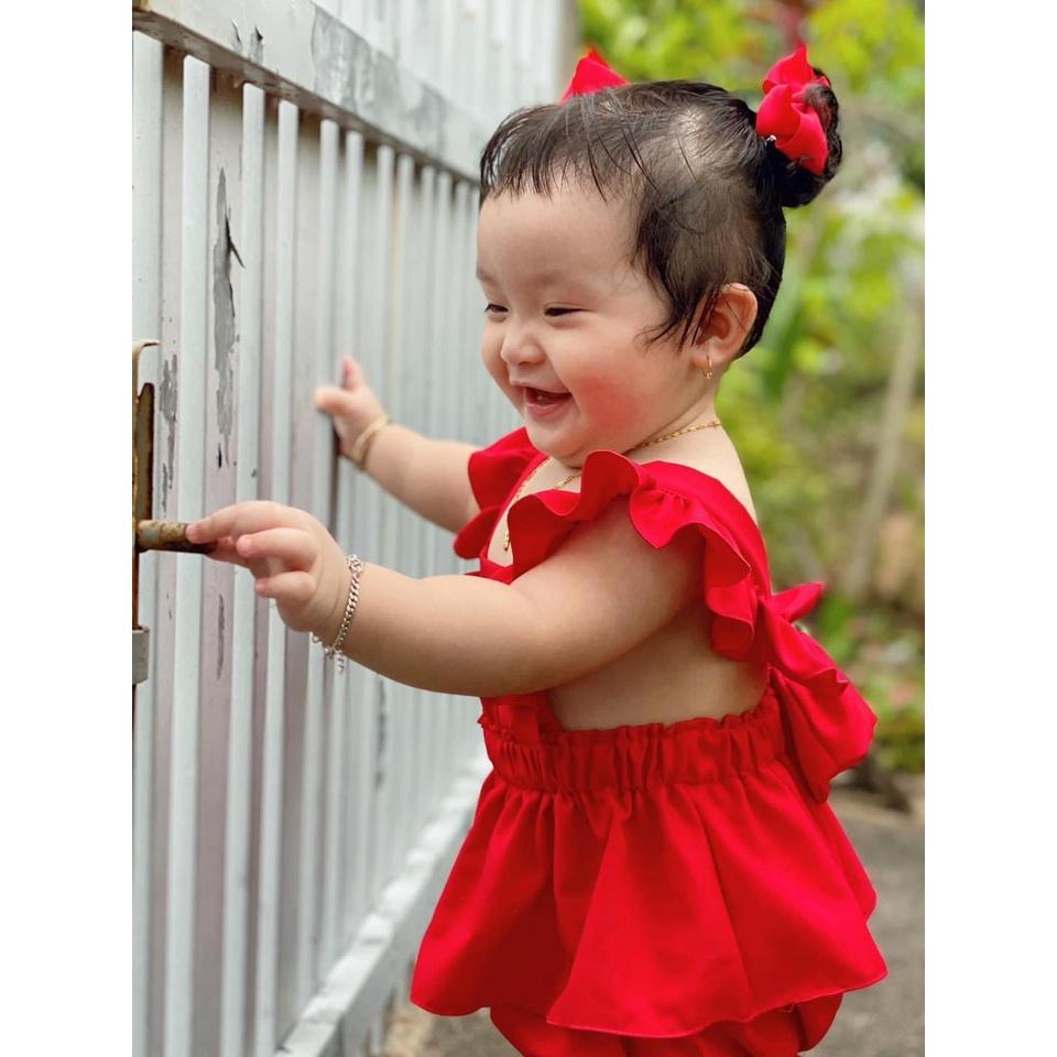 Bộ quần áo bé gái váy cánh tiên đỏ chất liệu lụa 8-23kg Angel Baby Thời Trang Thiết Kế
