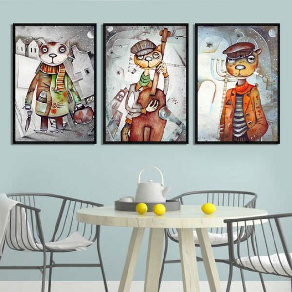 Bộ 3 Tranh Trang Trí "3 Chú Mèo" - W307