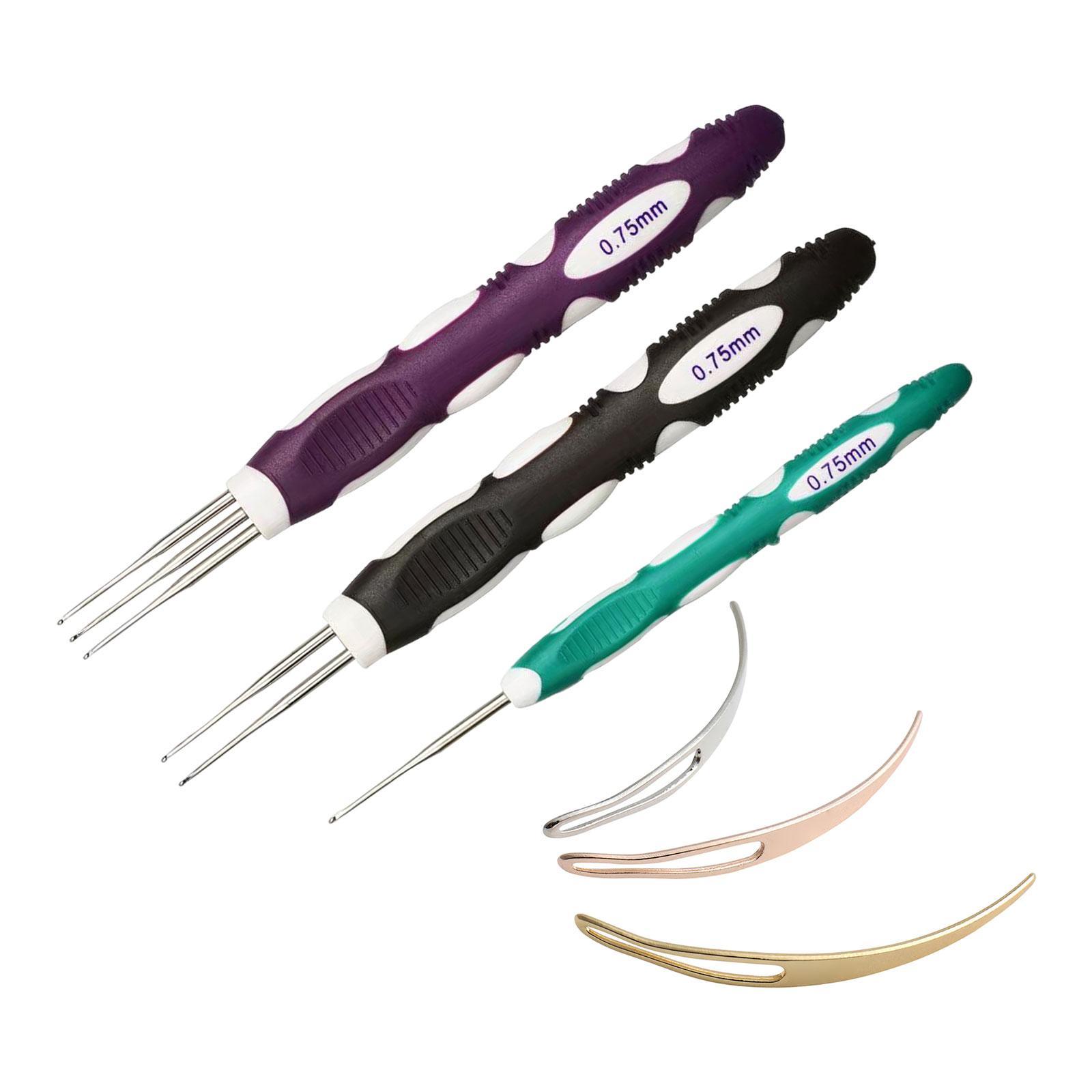 6x Dreadlock Crochet Hook for Hair Hair Making Salon 0.75mm Hair Interlocking Tool Include 1 Hook, 2 Hook and 3 Hooks