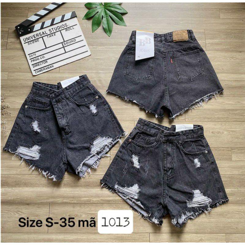 QUẦN SORT JEAN XÁM RÁCH BIGSIZE LƯNG CAO MÃ 1013