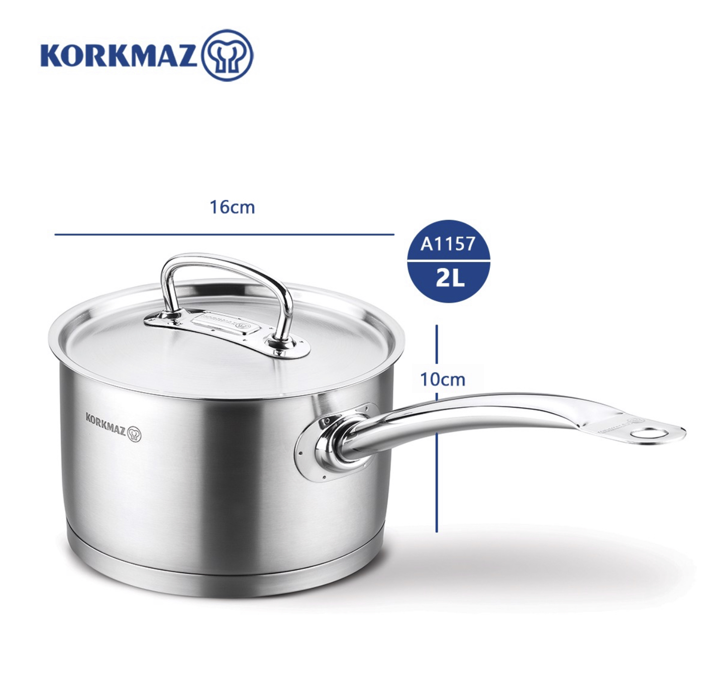 Quánh inox cao cấp Korkmaz Proline 2 lít có nắp - A1157 - Hàng chính hãng