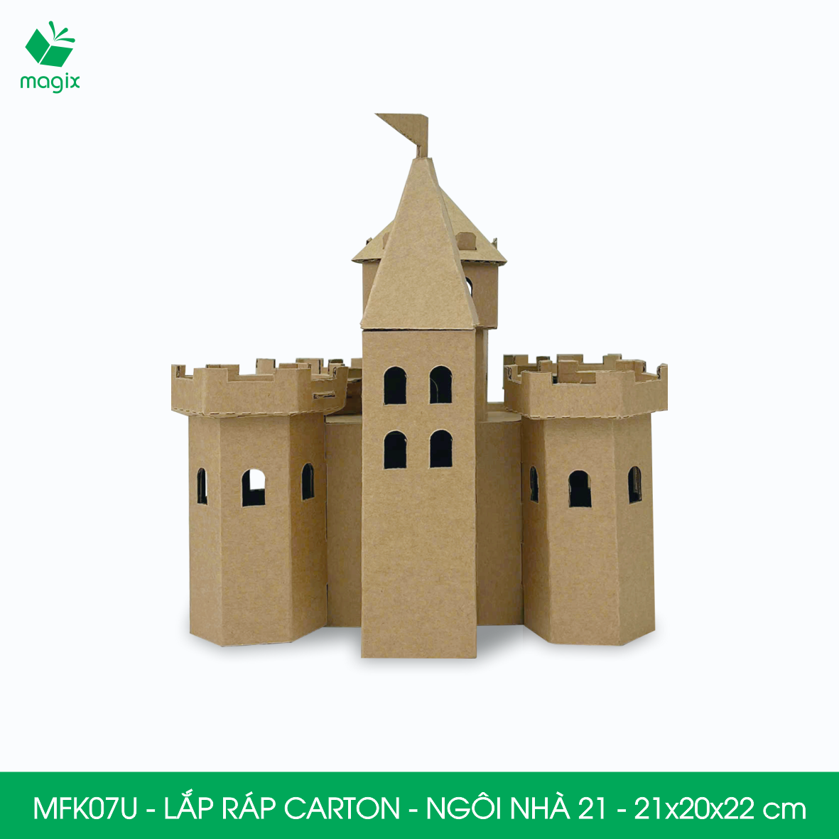 MFK07U - 21x20x22 cm - Mô hình ngôi nhà lắp ráp từ bìa carton cao cấp, nhà giấy carton mini sáng tạo