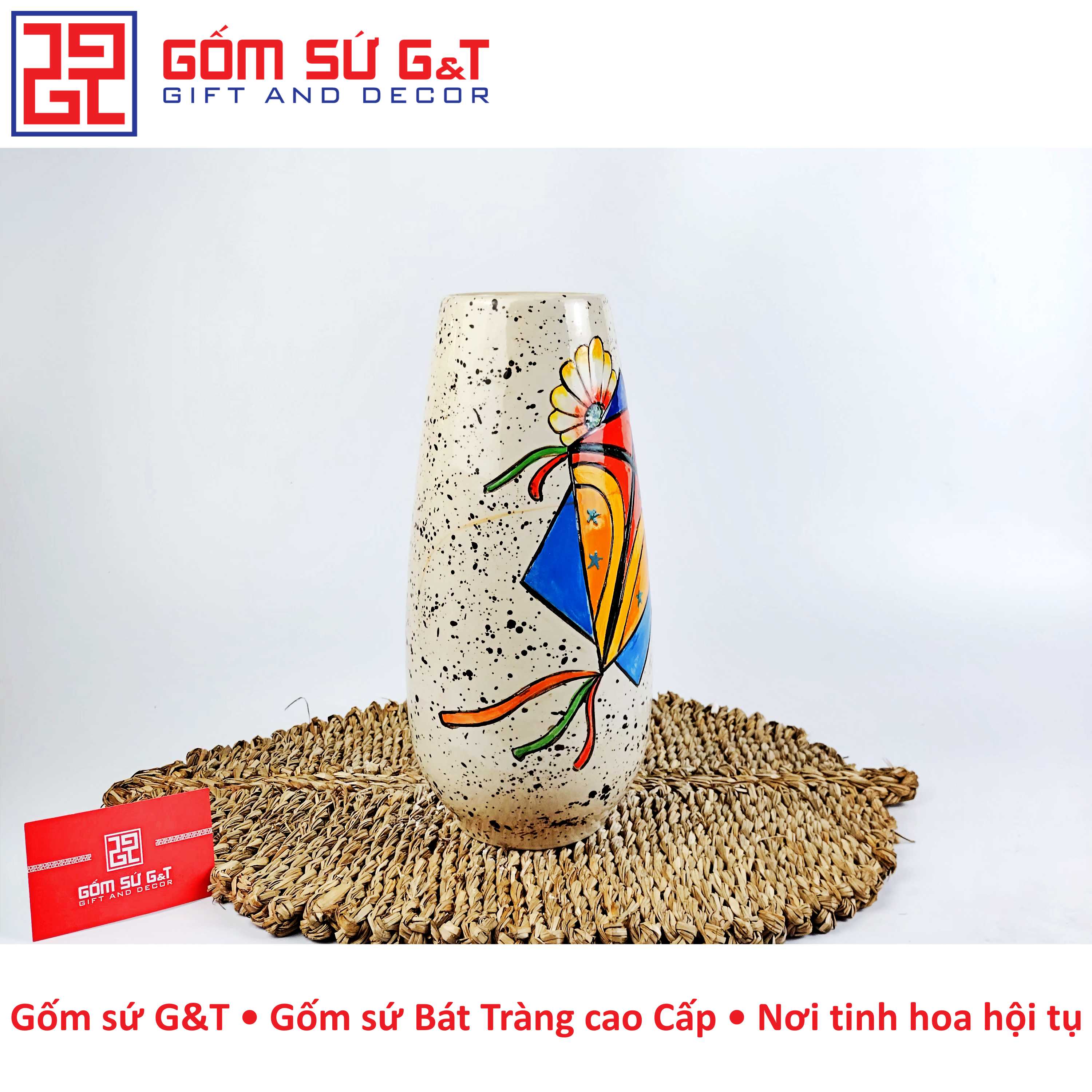 Lọ hoa dáng bom vẽ diều Gốm Sứ G&amp;T