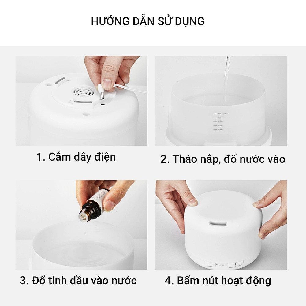 Máy Xông Tinh Dầu Siêu Âm Nagomi - Dung Tích 300ml - Tặng 1 chai tinh dầu (Hương thơm ngẫu nhiên) - Hàng nhập khẩu