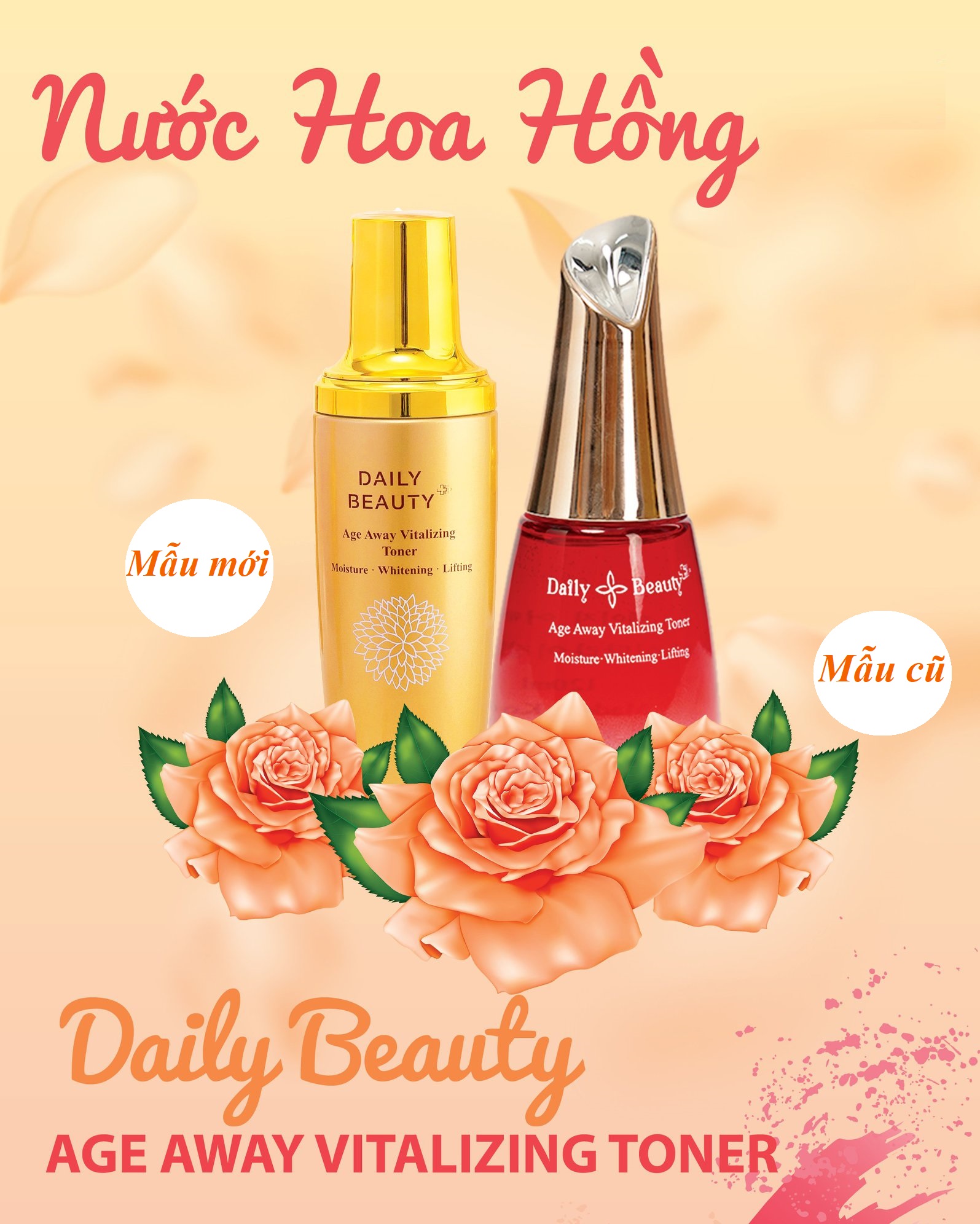 Combo 4 hộp Nước hoa hồng Daily Beauty Age Away Vitalizing Toner R&amp;B Việt Nam nhập khẩu chính ngạch từ Hàn Quốc