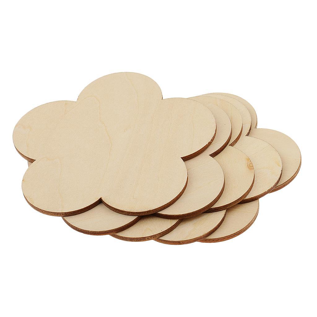 4-8pack Flower Shape MDF Unfinished Wood Pieces Blank Plaque Craft 100mm 5