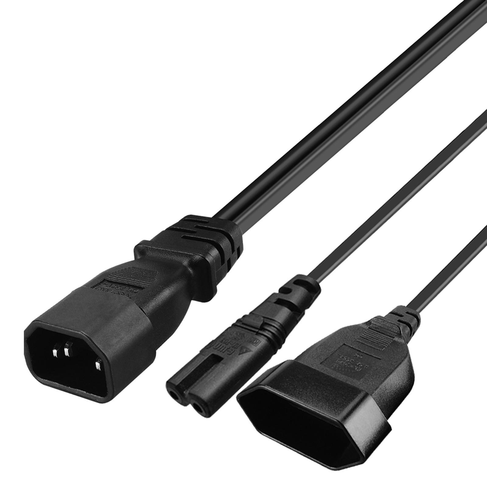 IEC 320 C14 Male to C7+European Female Y Split Power Adapter Cord 1