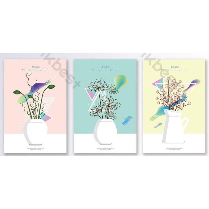 Combo 3 tranh dán tường 3d, bình hoa phong cách trang trí phòng khách phòng ngủ hiện đại MS640310