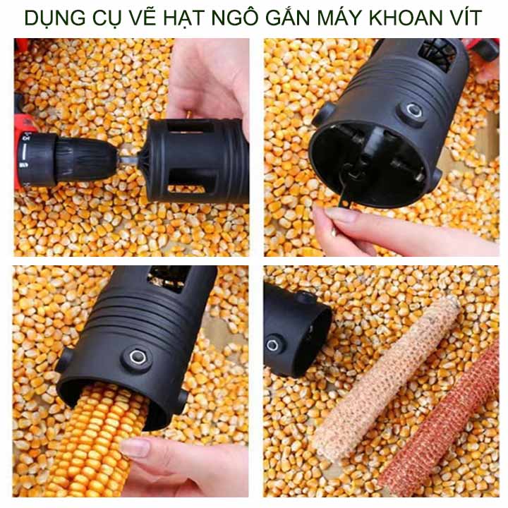 Dụng cụ tách hạt ngô thông minh gắn máy khoan vít