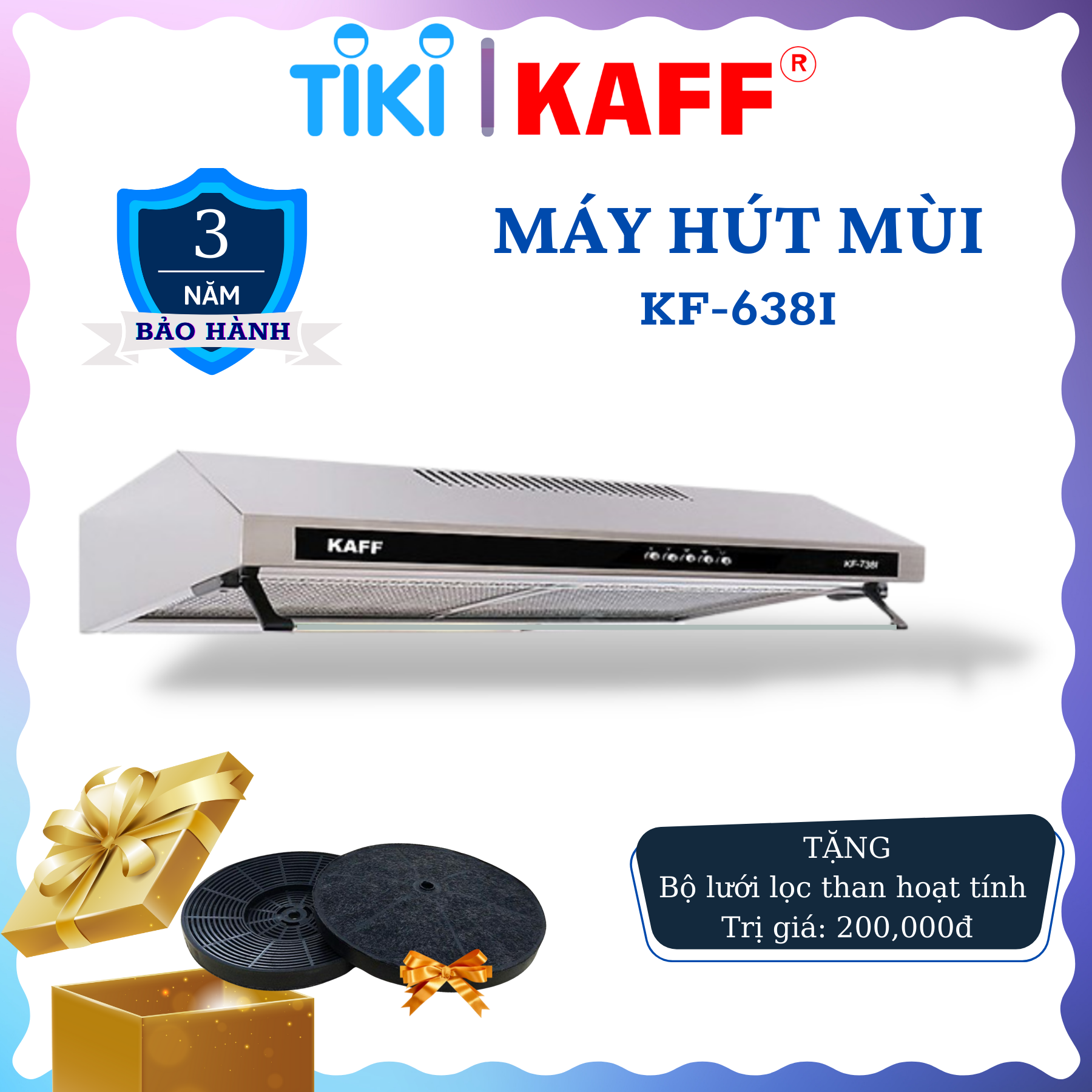 Máy hút mùi cổ điển inox 600mmm KAFF KF-638I - Hàng Chính Hãng