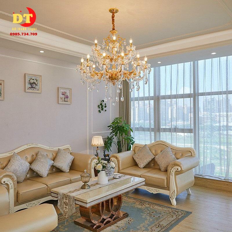 Đèn chùm nến phale tay hợp kim 18 tay cao cấp phòng khách, bắc âu cổ điển DQM