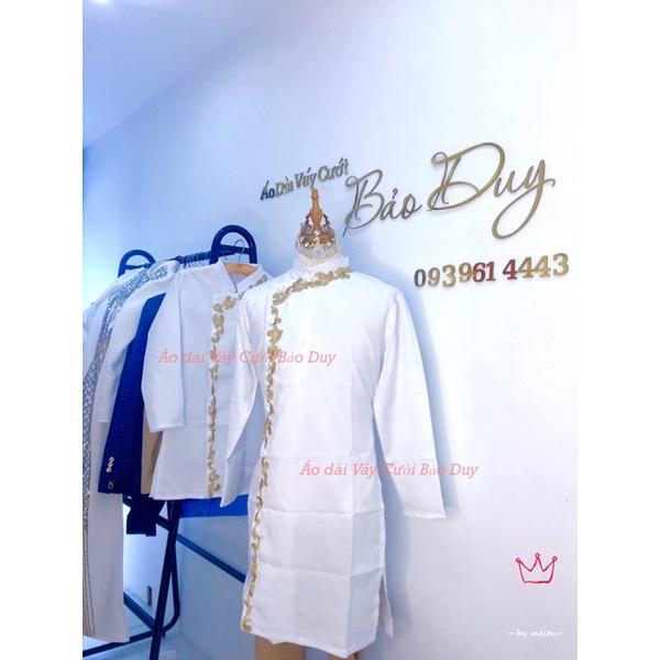Áo dài Tết gia đình: bé trai- ba mẹ- anh em