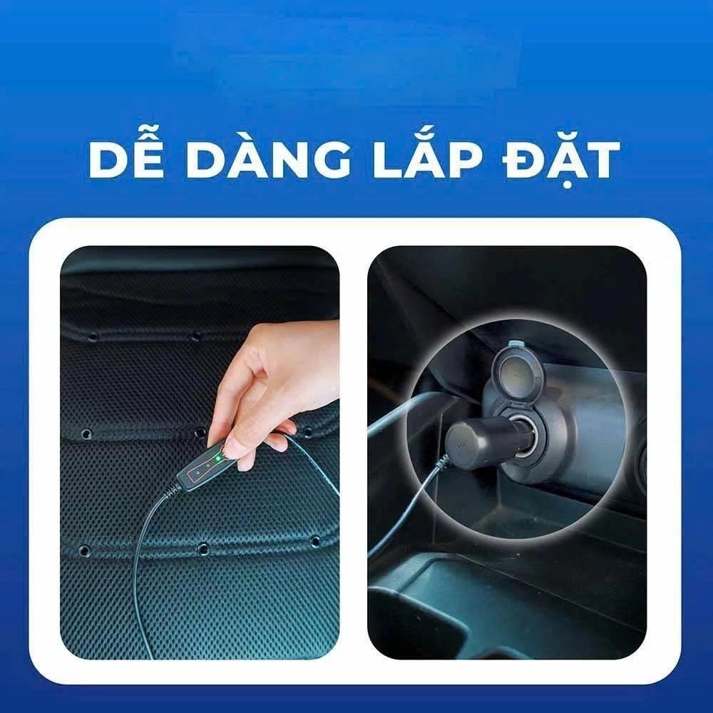Lót ghế ô tô có quạt thông gió 3 chế độ - 24 lỗ thông gió thoáng mát vượt trội, lái xe dễ chịu - đen