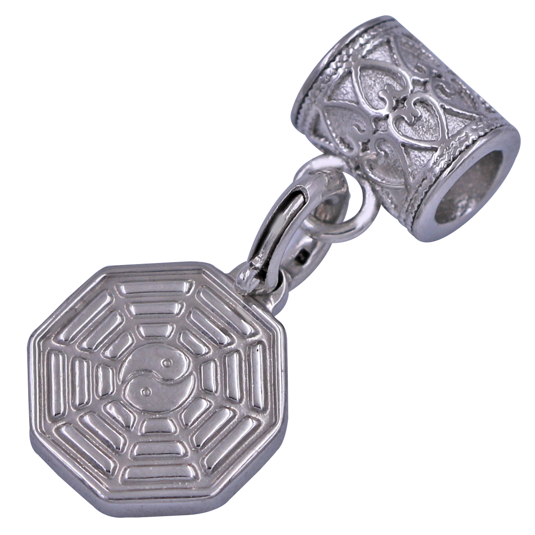 Vòng chuỗi 108 hạt đá thạch anh xanh lá 6 ly charm bát quái inox - vòng chuỗi niệm Phật, vòng tay chuỗi hạt