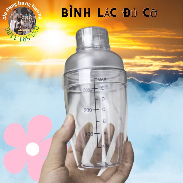 Bình lắc Shaker pha chế nhựa chia vạch đen 350ml, 500ml, 700ml, 1000ml chuyên dụng cụ pha chế trà sữa bartender