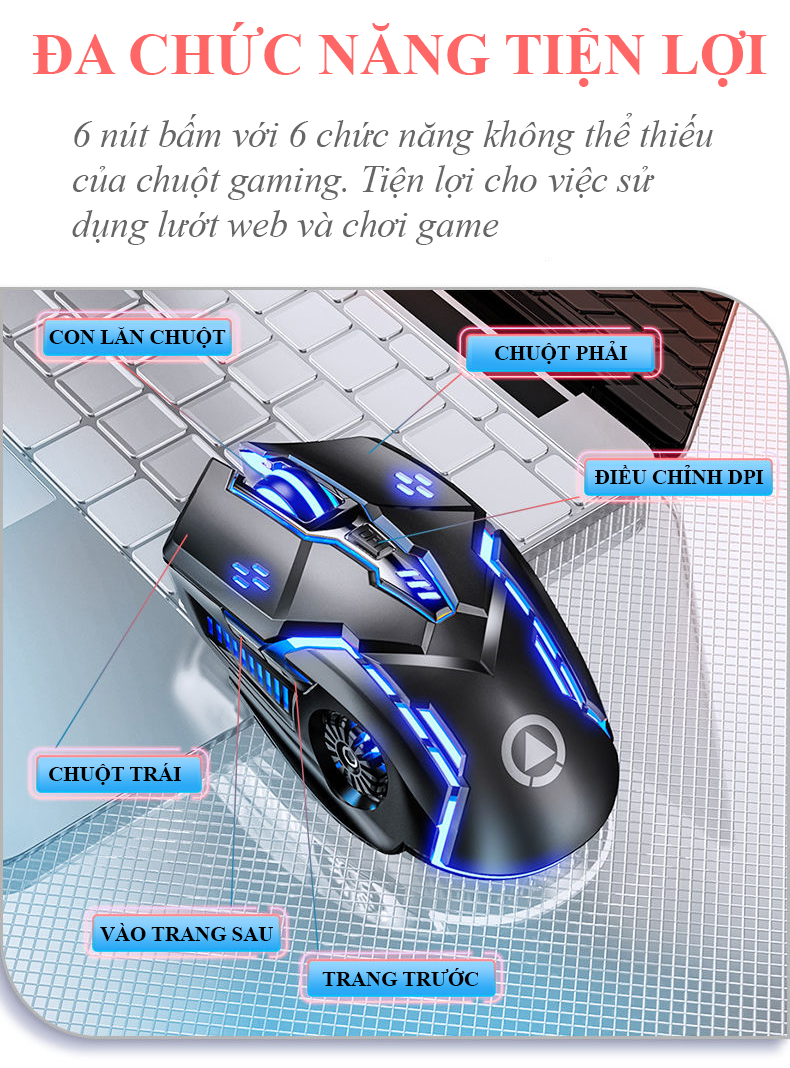 Bộ bàn phím chuột không dây Yindiao KM-01 kết nối bằng chip USB 2.4G chuyên game có đèn led cực đẹp - Hàng Chính Hãng