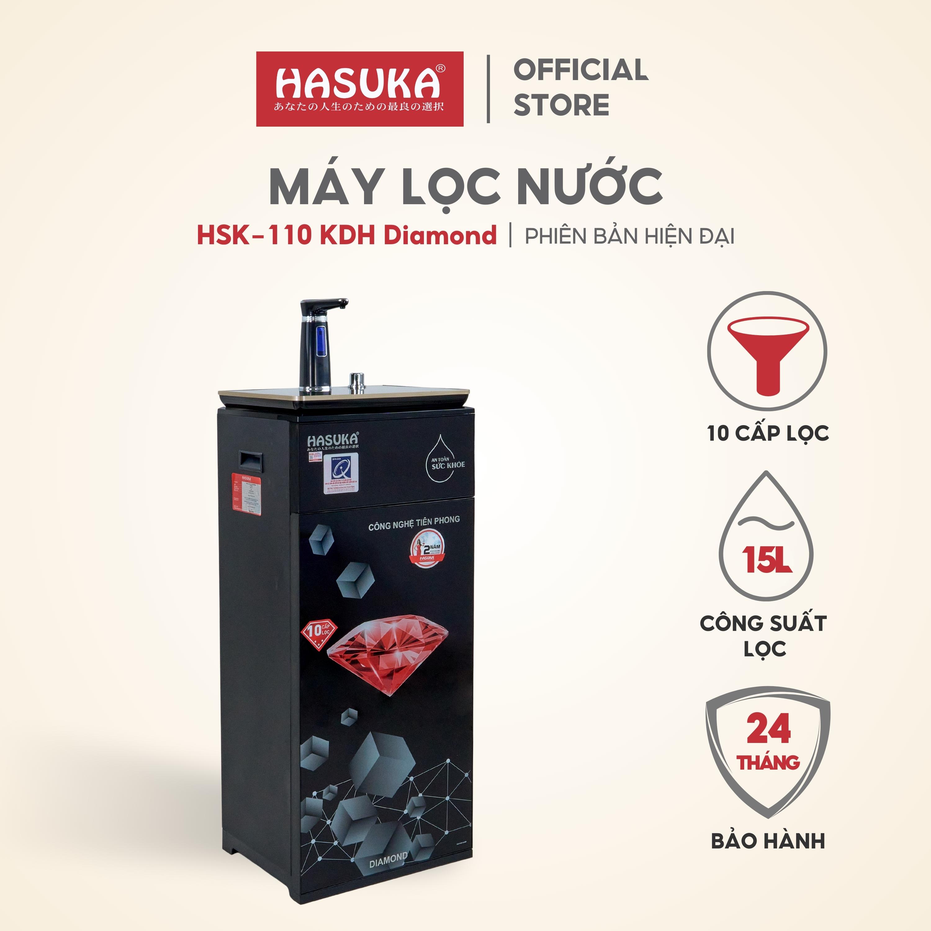 Máy lọc nước RO HASUKA HSK-110 KDH Diamond công suất lọc 10L/h, loại bỏ tạp chất, khử mùi clo, mùi tanh trong nước - HÀNG CHÍNH HÃNG