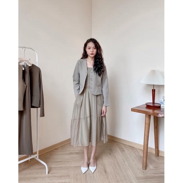Áo khoác blazer nữ dài tay 5 khuy dọc nắp túi ngực 76a41 by germe