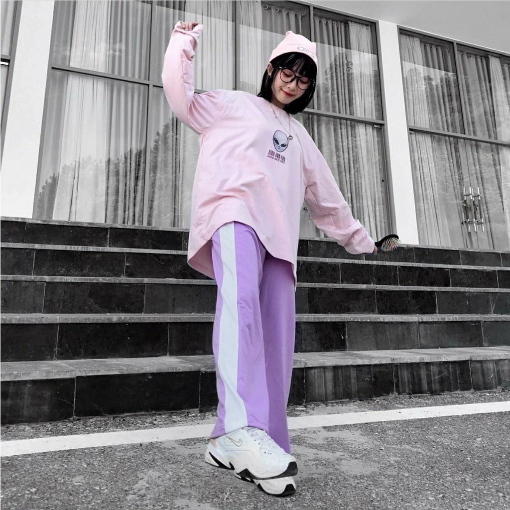 Quần Dài Nữ 1 Sọc Dáng Rộng Ống Suông Ulzzang Unisex