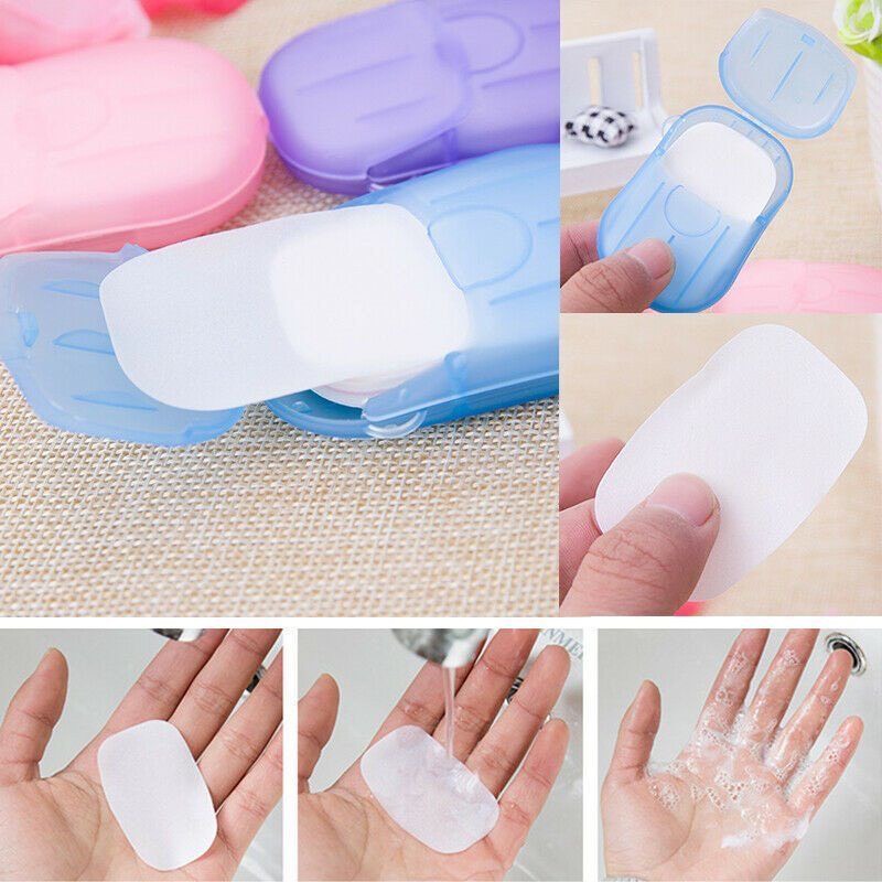 Hộp Xà Phòng Giấy Du Lịch dùng 1 Lần - Xà Bông Rửa Tay Dạng Miếng Tiện Lợi khi mang đi Du Lịch