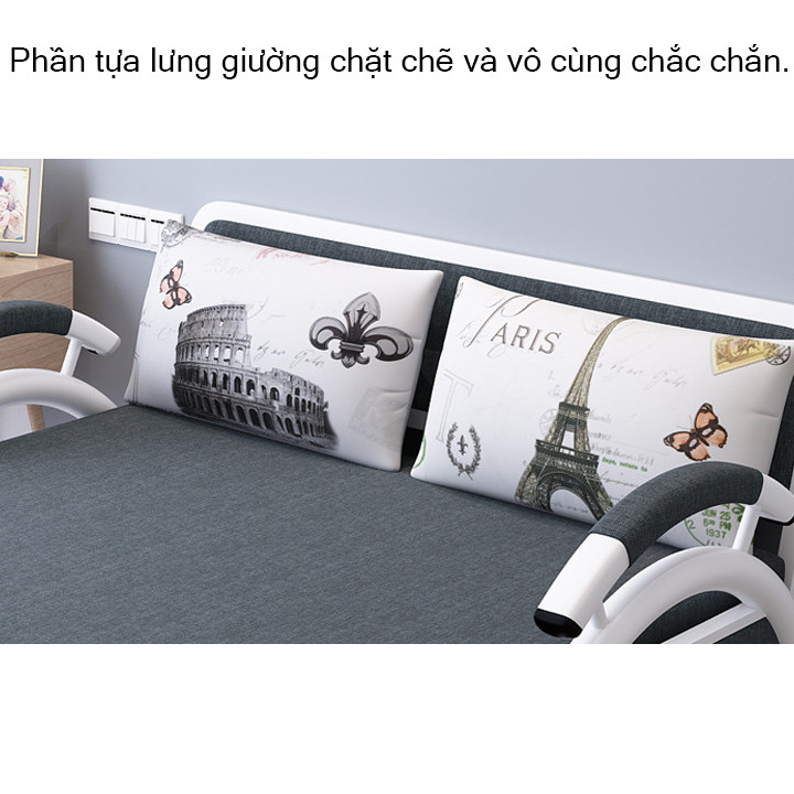 Sofa kiêm giường ngủ 2 trong 1 màu kem và xám ngẫu nhiên