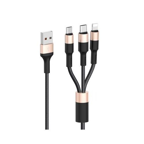 Cáp Sạc Hoco X26 3 Đầu IPhone - Micro Usb - Type C Dây Dù Chống Đứt Dài 1M -Hàng Chính Hãng (MÀU SẮC NGẪU NHIÊN)