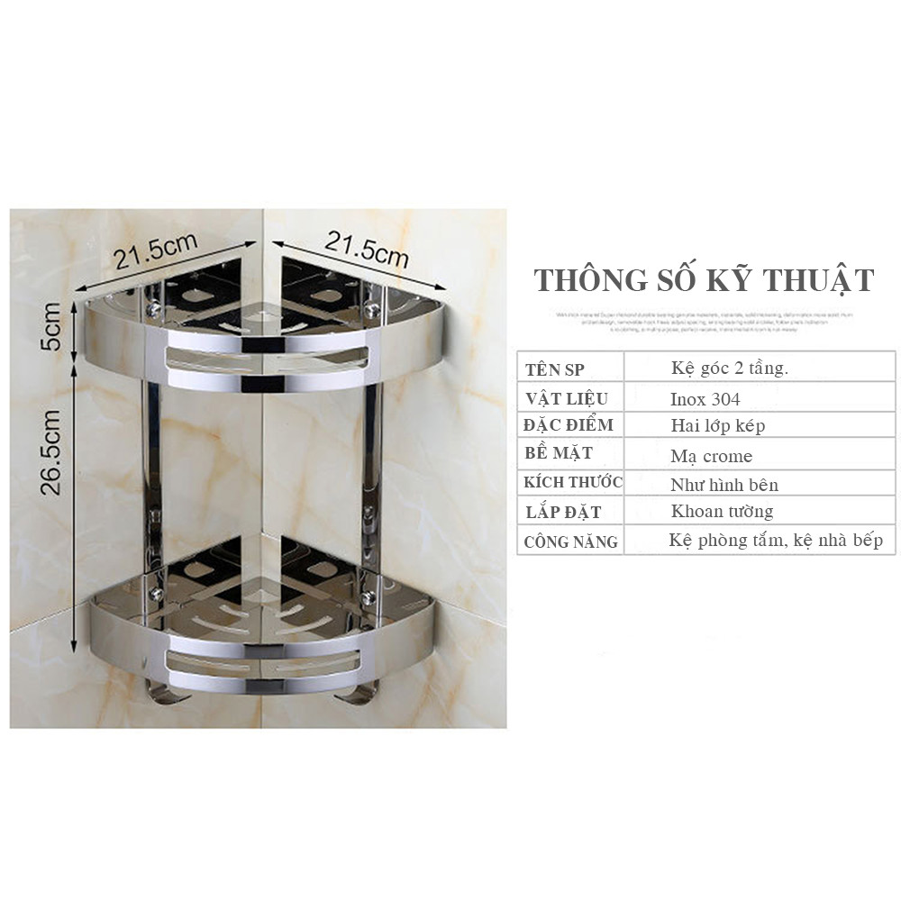KỆ GÓC 2 TẦNG INOX KAMA PT04