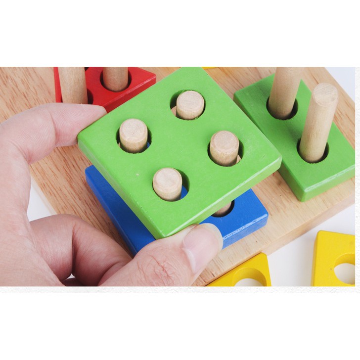 Bảng Chuỗi Thả Hình Bằng Gỗ Giáo Cụ Montessori Giúp Bé Phát Triển Tư Duy + Tặng Đồ Vật Kêu Chíp Chíp Hình/Màu Ngẫu Nhiên