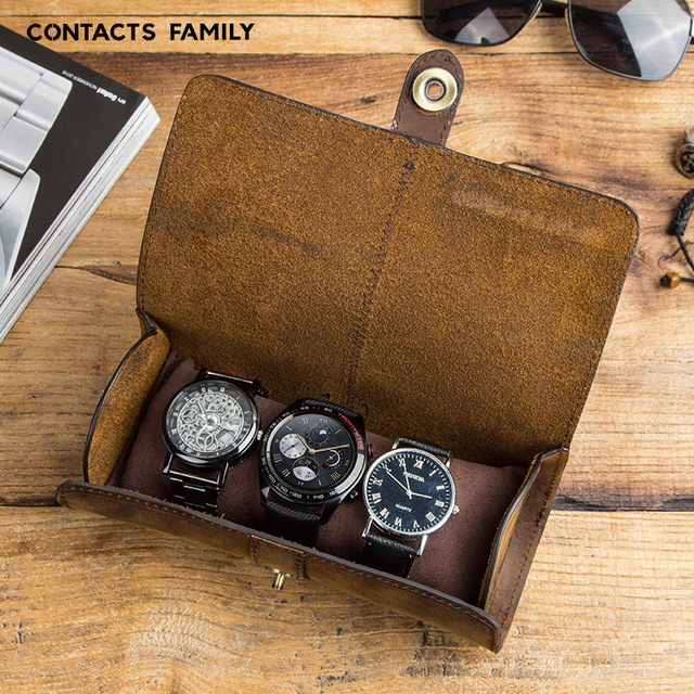 Bao Da Thật Contact's Family đựng Samsung Galaxy Watch / Apple Watch / Garmin / Huawei Watch / Đồng Hồ / Smartwatch - Hàng Nhập Khẩu