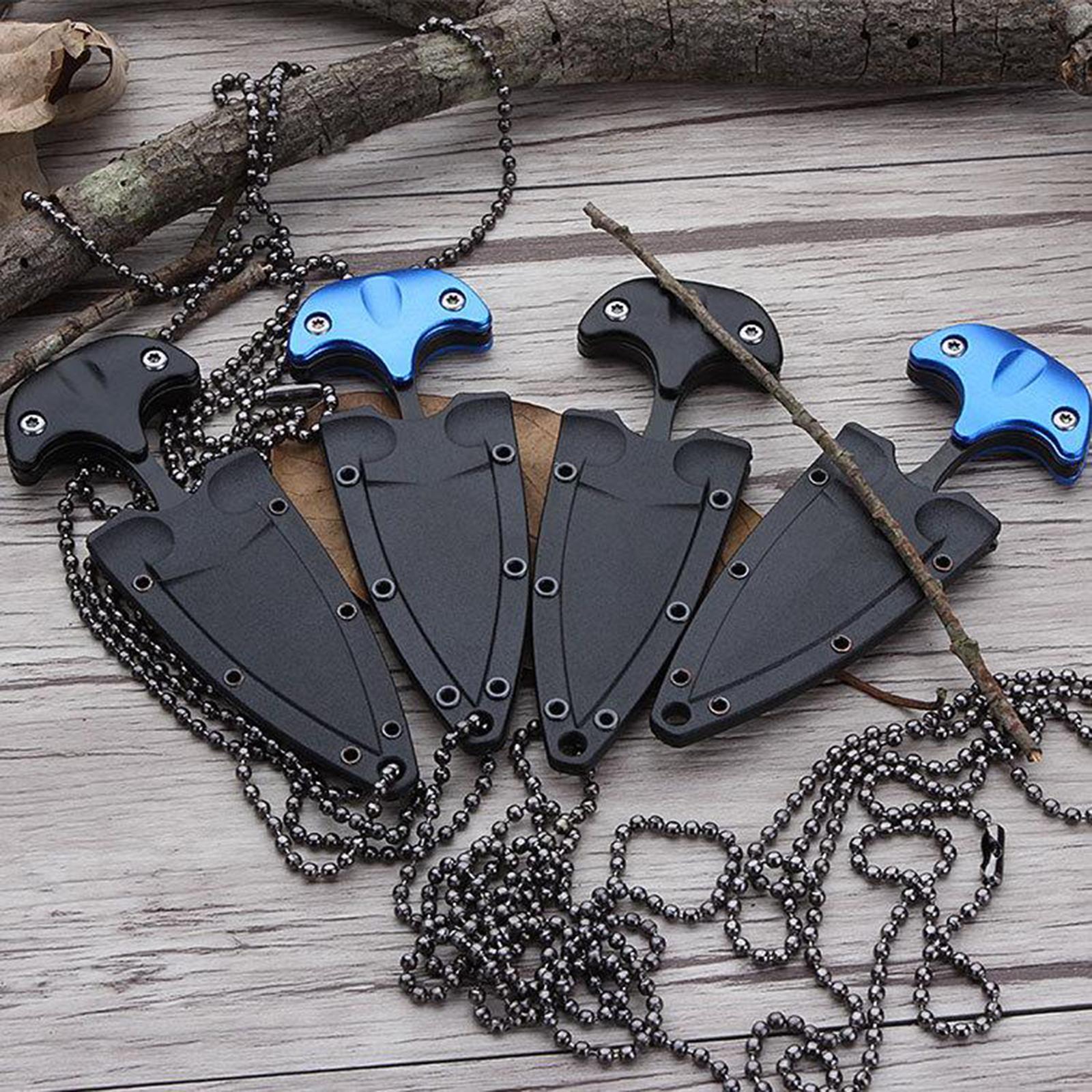 Portable Durable Multifunction Camping Knife Tea Knives Necklace Pendant Stainless Steel with Chain