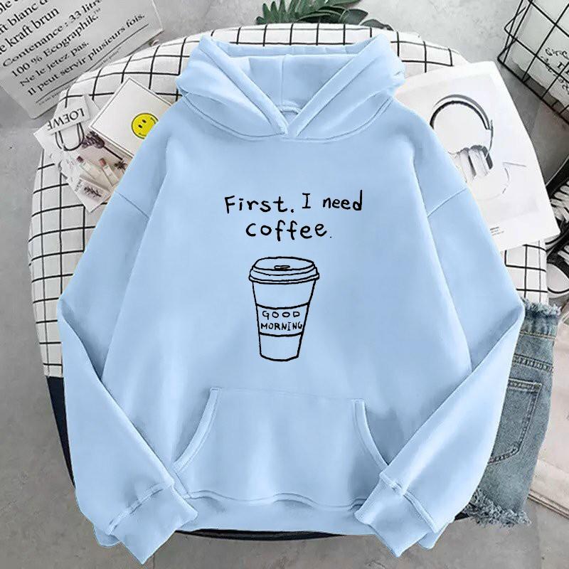 ÁO HOODIE UNISEX IN I NEED COFFEE (NHIỀU MÀU)