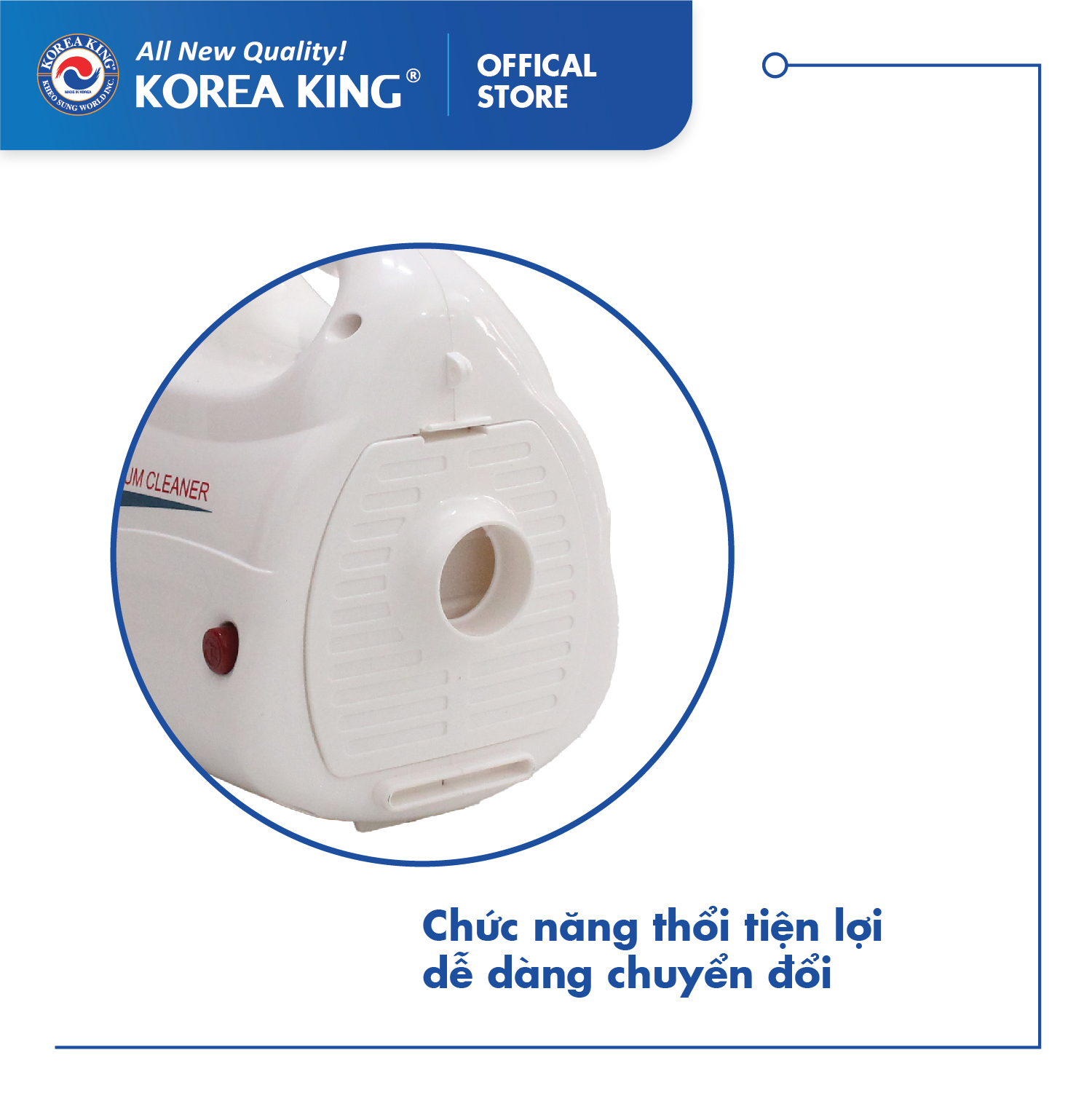 Máy hút bụi cầm tay Korea King PDG-666 (220v/50Hz,1000W, màu nâu trắng, 2 chức năng hút thổi) - Hàng chính hãng