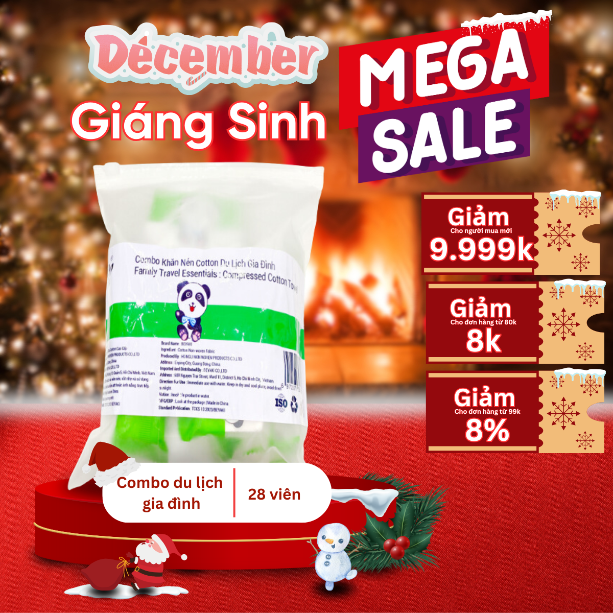 Combo Khăn Nén Du Lịch Cho Gia Đình Beyaki Bộ 28 Viên
