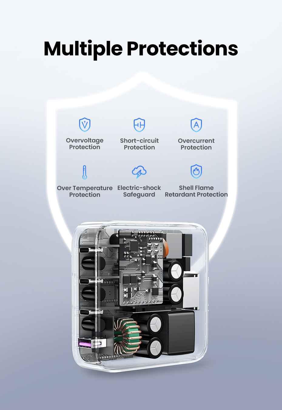Ugreen UG90736CD328TK 100W Bộ sạc nhanh Nexode gồm 2 cổng USB-C + 2 cổng USB-A dây nguồn dài 1.5M chuẩn cắm US - HÀNG CHÍNH HÃNG