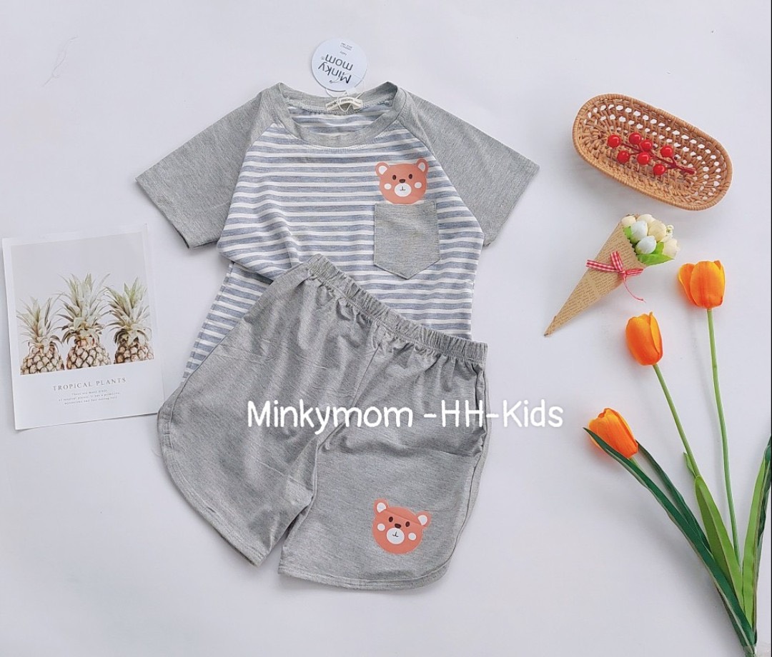 Bộ cộc tay cho bé gái/ bé trai minky mon size 8-29kg vải thun lạnh