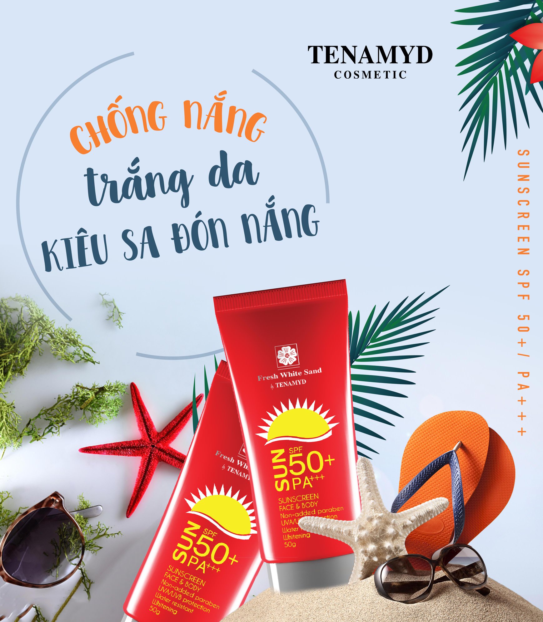 Kem chống nắng trắng da TENAMYD Sunscreen SPF50/PA+++ 50ml