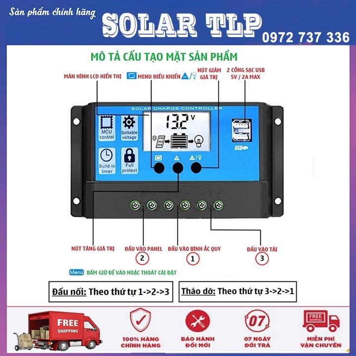 Bộ điều khiển sạc năng lượng mặt trời 30A, 40A hiển thị LCD có cổng USB 5V sạc điện thoại 12v/24v