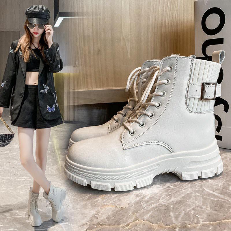 Giày bốt Martin cột dây thời trang mùa đông cá tính hợp thời trang