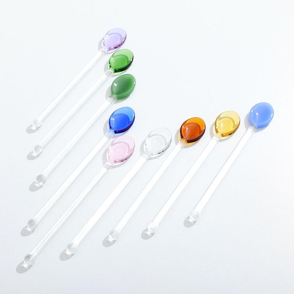 2Pcs Glass Teaspoons Safe Stirring Spoon for Stirring Coffee Bar