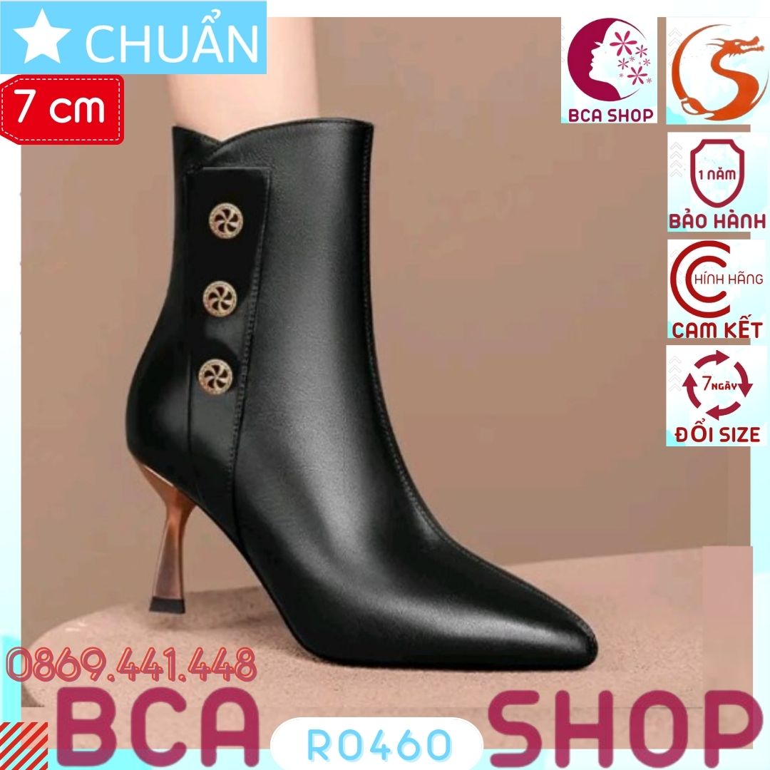 Giày bốt nữ cổ ngắn 7p RO460 ROSATA tại BCASHOP bít mũi, dây kéo nằm phía má trong - màu đen