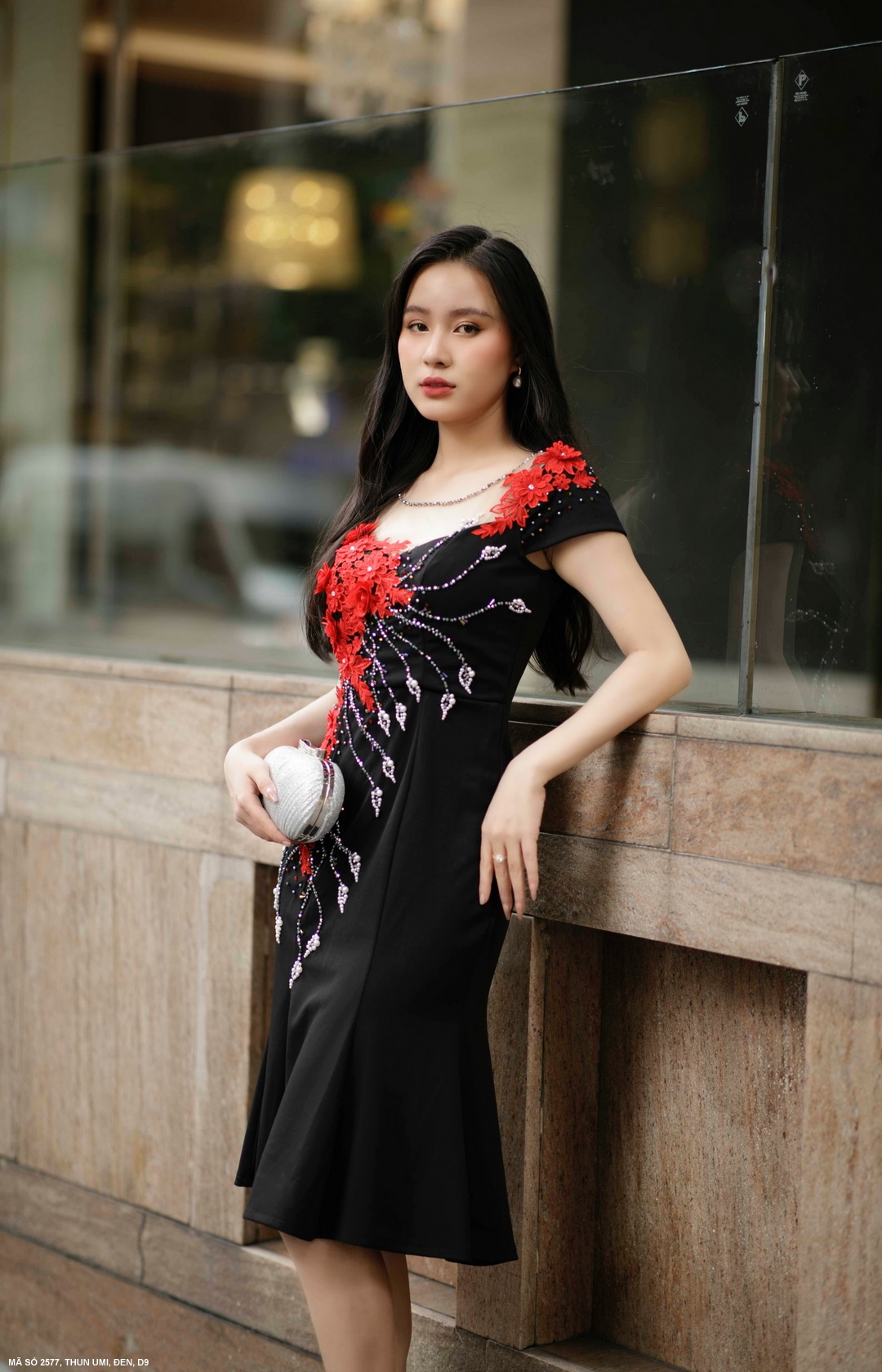 Đầm dự tiêc kết ren đỏ MS 2577