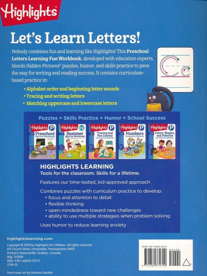 Highlights Preschool Learning Workbook Pack: Colors, Shapes, And Patterns; Tracing And Pen Control; Numbers; Letters