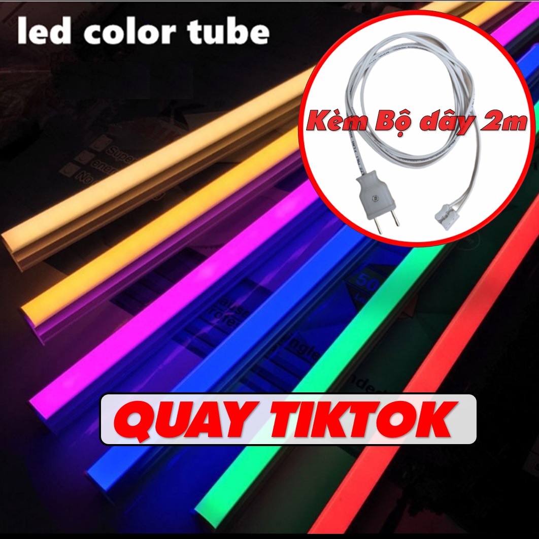 Đèn LED neon Tuýp LED thanh nhiều màu T5 Liền Máng Dài 30/60/90/120 cm, Màu Xanh lá, xanh dương, hồng, đỏ kèm dây 2m + phích cắm