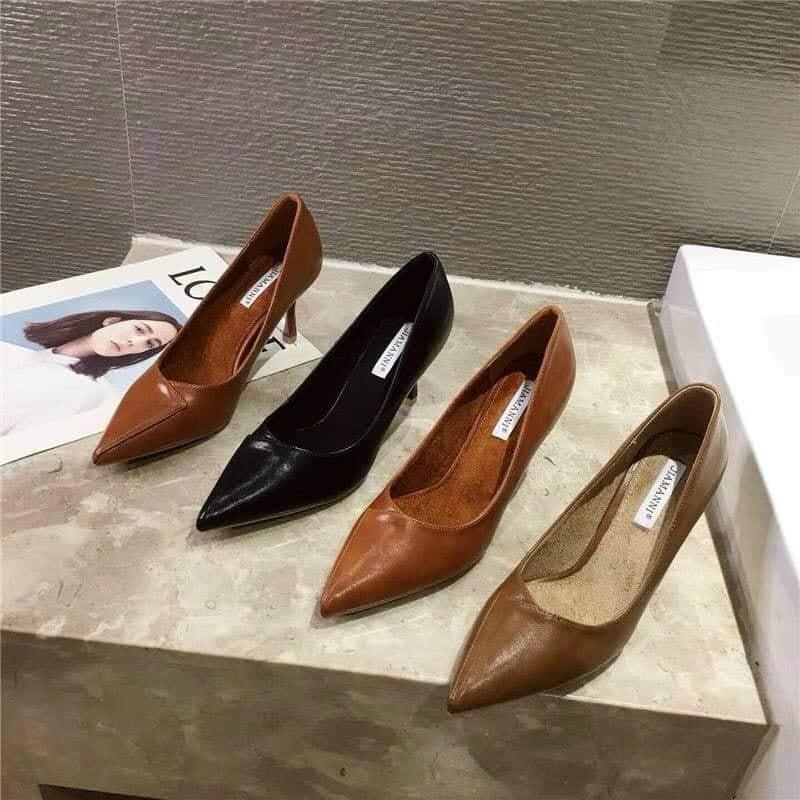 GIày cao gót nữ thời trang mũi nhọn gót nhọn xuất dư {Mã Jaminia Chéo} , sz 35-39 .Thóc Store