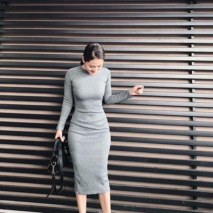 VÁY BODY LEN TÔN DÁNG DÀI TAY THỜI TRANG XIXO - DAM0015