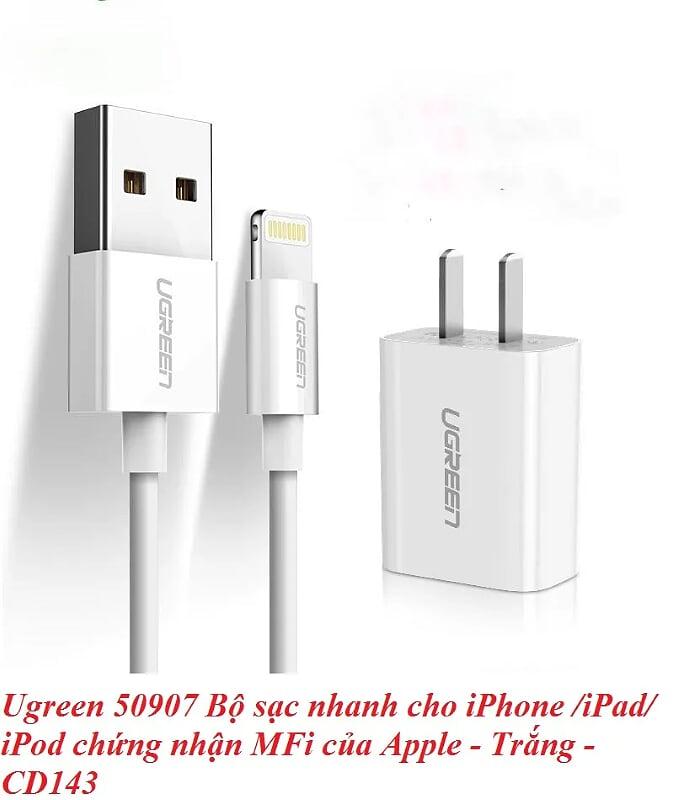 Ugreen UG50907CD143TK Bộ sạc cho iPhone/iPad/iPod chứng nhận MFi của Apple - HÀNG CHÍNH HÃNG